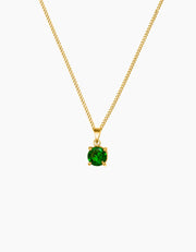 Round Emerald Green Necklace Gold Plated ZJ jewellery Round Emerald Green Necklace Gold Plated
